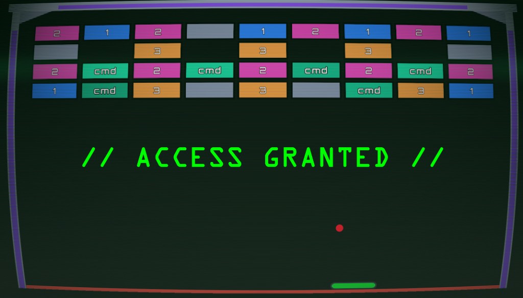 Access Granted — 90's aesthetic block breaker with typing prompts