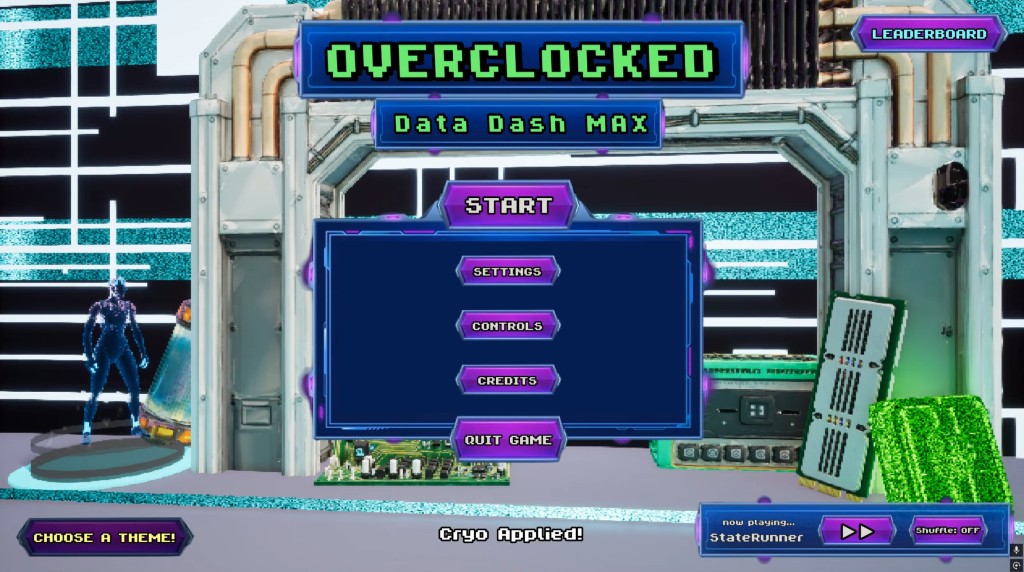 Overclocked: Data Dash MAX — menu